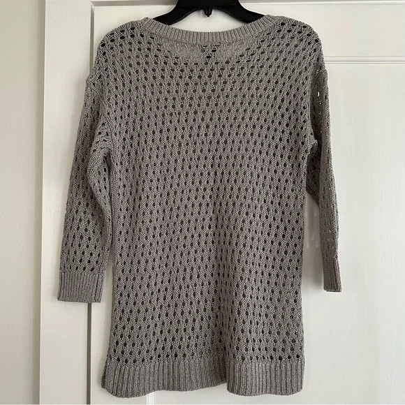Ann Taylor Gray Shimmer Crochet Sweater - Picture 5 of 7